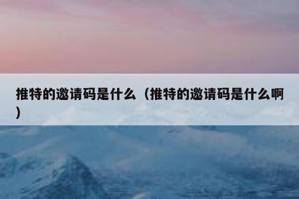 推特的邀请码是什么（推特的邀请码是什么啊） 第1张