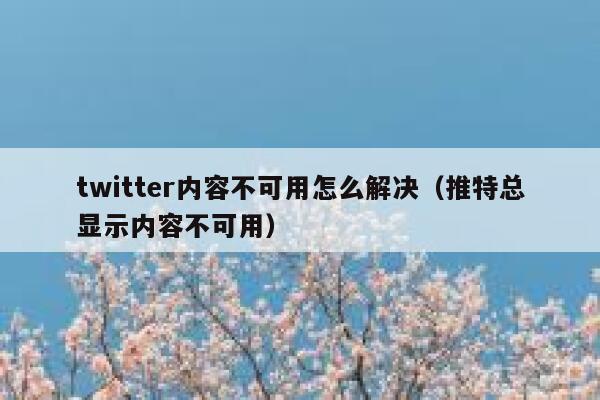 twitter内容不可用怎么解决（推特总显示内容不可用） 第1张