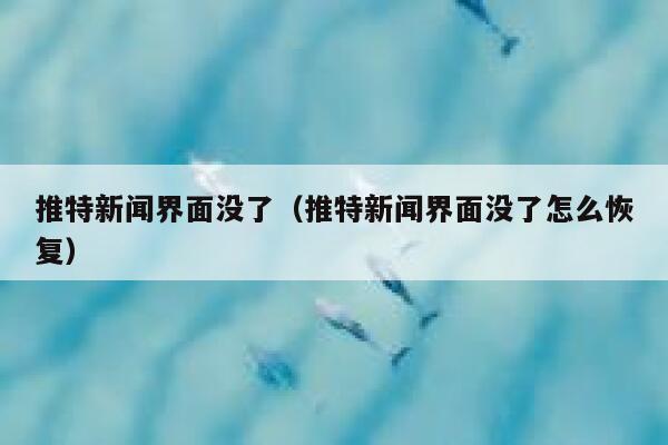 推特新闻界面没了（推特新闻界面没了怎么恢复） 第1张
