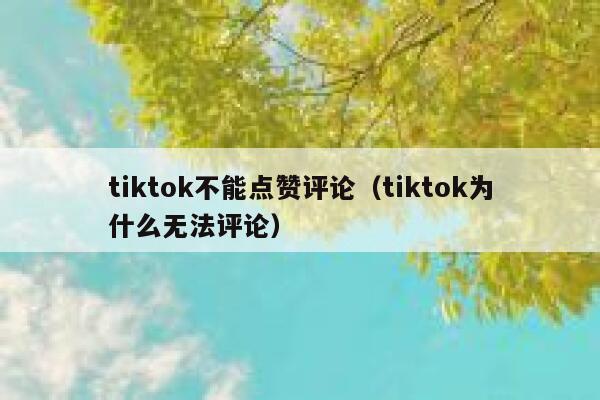 tiktok不能点赞评论（tiktok为什么无法评论） 第1张