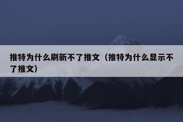 推特为什么刷新不了推文（推特为什么显示不了推文） 第1张