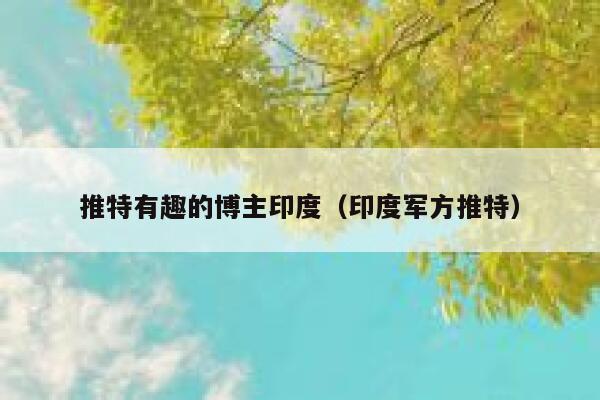 推特有趣的博主印度（印度军方推特） 第1张