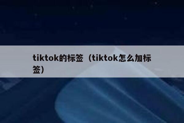 tiktok的标签（tiktok怎么加标签） 第1张