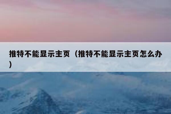推特不能显示主页（推特不能显示主页怎么办） 第1张