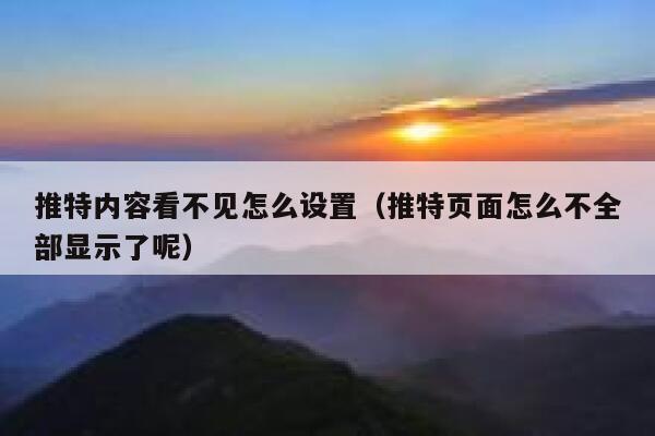 推特内容看不见怎么设置（推特页面怎么不全部显示了呢） 第1张