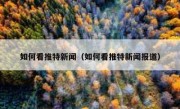 如何看推特新闻（如何看推特新闻报道）