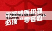 ins如何删除自己的评论图片（ins怎么看自己评论）
