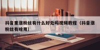 抖音里涨粉丝有什么好处吗视频教程（抖音涨粉丝有啥用）