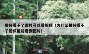 推特看不了图片可以看视频（为什么推特看不了视频但能看到图片）