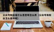 公众号粉丝是什么意思呀怎么弄（公众号有粉丝怎么盈利呢）