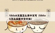 tiktok文案怎么用中文写（tiktok怎么设置中文字体）
