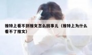 推特上看不到推文怎么回事儿（推特上为什么看不了推文）