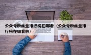 公众号粉丝量排行榜在哪看（公众号粉丝量排行榜在哪看啊）