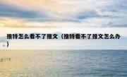 推特怎么看不了推文（推特看不了推文怎么办）