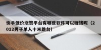 快手低价涨赞平台有哪些软件可以赚钱呢（2012男子单人十米跳台）