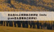 怎么在ins上找到自己的评论（instagram怎么查看自己的评论）
