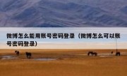 微博怎么能用账号密码登录（微博怎么可以账号密码登录）