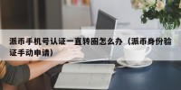 派币手机号认证一直转圈怎么办（派币身份验证手动申请）