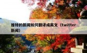 推特的新闻如何翻译成英文（twitter新闻）