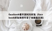 facebook看不到对方好友（facebook好友突然不见了也搜索不到）