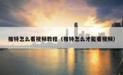 推特怎么看视频教程（推特怎么才能看视频）