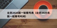 北京2026新一轮限号表（北京2026年新一轮限号时间）