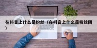 在抖音上什么是粉丝（在抖音上什么是粉丝团）