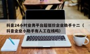 抖音24小时业务平台超低价企业助手十二（抖音企业小助手有人工在线吗）