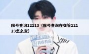 限号查询12113（限号查询在交管12123怎么查）