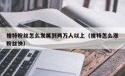 推特粉丝怎么发展到两万人以上（推特怎么涨粉丝快）