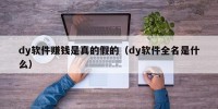 dy软件赚钱是真的假的（dy软件全名是什么）