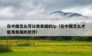 在中国怎么可以用美国的ip（在中国怎么才能用美国的软件）
