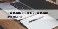 北京2026限号一览表（北京2026新一轮限号10月份）