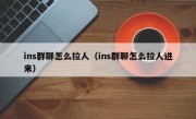 ins群聊怎么拉人（ins群聊怎么拉人进来）