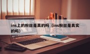 ins上的粉丝是真的吗（ins粉丝是真实的吗）