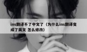 ins翻译不了中文了（为什么ins翻译变成了英文 怎么修改）