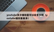 youtube多少播放量可以给多少钱（youtube播放量最多）