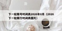 下一轮限号时间表2026年8月（2026下一轮限行时间表图片）