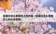 在国内怎么看推特上的内容（在国内怎么看推特上的内容视频）