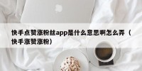 快手点赞涨粉丝app是什么意思啊怎么弄（快手涨赞涨粉）