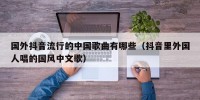 国外抖音流行的中国歌曲有哪些（抖音里外国人唱的国风中文歌）
