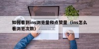 如何看到ins浏览量和点赞量（ins怎么看浏览次数）