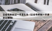 公众号粉丝过一千怎么办（公众号粉丝一千多怎么赚钱）
