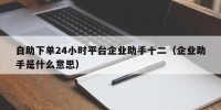 自助下单24小时平台企业助手十二（企业助手是什么意思）