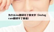 为什么ins翻译不了泰文字（instagram翻译不了泰语）