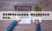 派币身份验证怎么弄出来（派币注册后怎么身份认证）