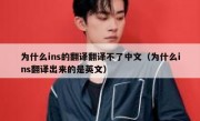 为什么ins的翻译翻译不了中文（为什么ins翻译出来的是英文）
