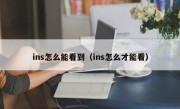 ins怎么能看到（ins怎么才能看）