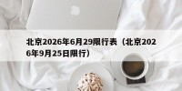 北京2026年6月29限行表（北京2026年9月25日限行）