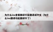 为什么ins查看翻译不能翻译成中文（为什么ins翻译功能翻译不了）